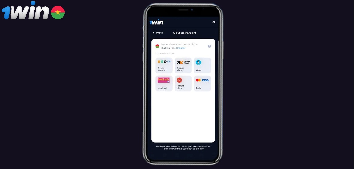 Dépôts et Retraits via l'App Mobile 1Win au Burkina Faso